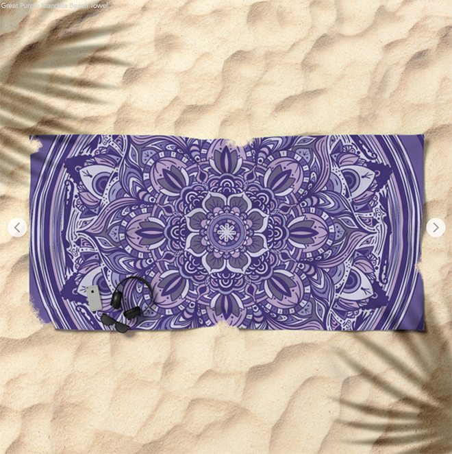 Great Purple Mandala Beach Towel by angeldecuir | Society6 