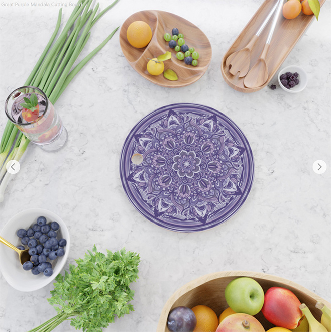 Great Purple Mandala Cutting Board by angeldecuir | Society6 