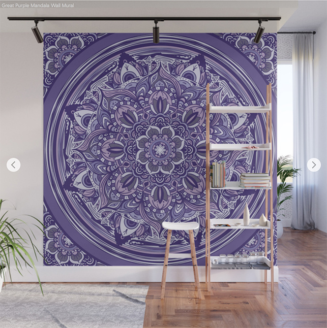 Great Purple Mandala Wall Mural by angeldecuir | Society6