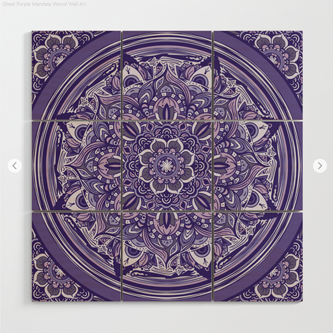 Great Purple Mandala Wood Wall Art by angeldecuir | Society6 