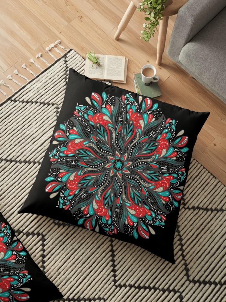 Cojines de suelo «Mandala Flowers» de angeldecuir | Redbubble 