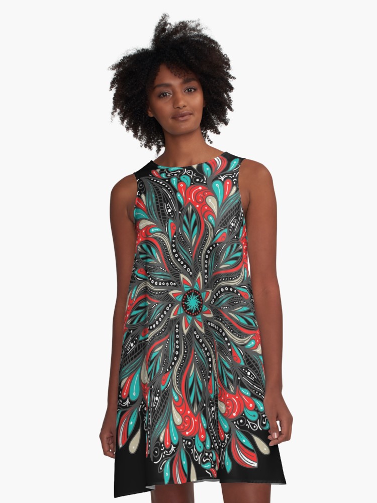 Vestidos acampanados «Mandala Flowers» de angeldecuir | Redbubble 