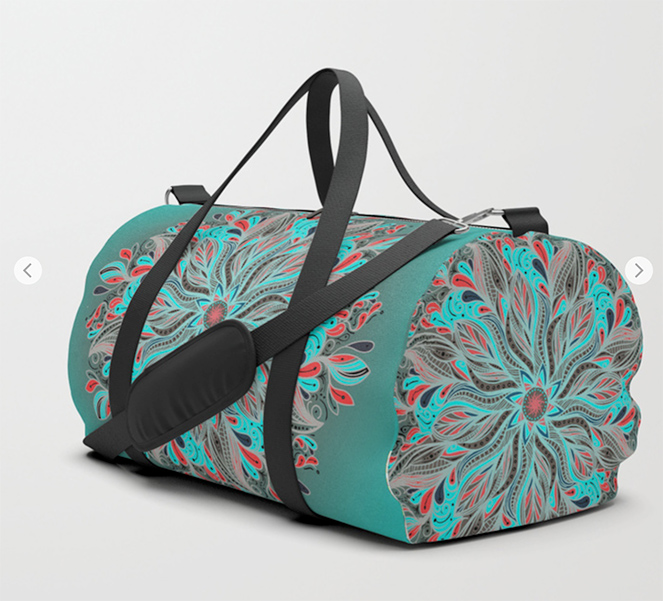 Mandala Flower Duffle Bag by angeldecuir | Society6 