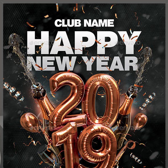 Happy New Year 2019 Flyer by darkmonarch | GraphicRiver