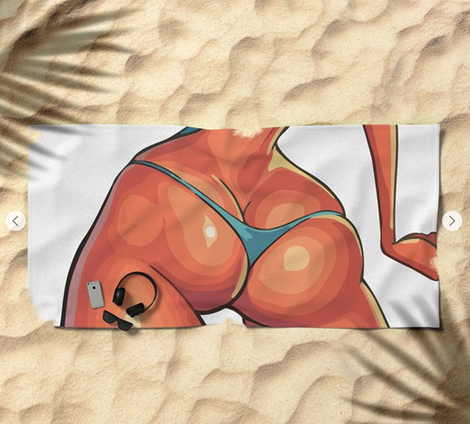 ass butt tushy bottom buns buttocks cheeks fanny heinie keister posterior rear girl back sexy Beach Towel by funmerch - society6