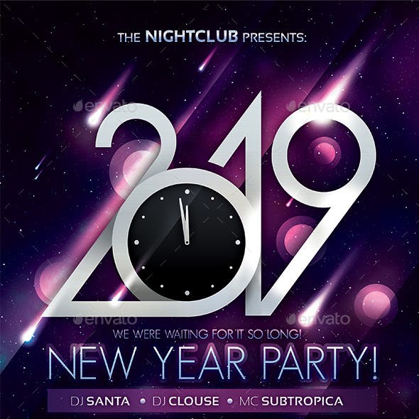 2019 New Year Party Poster by subtropica | GraphicRiver 