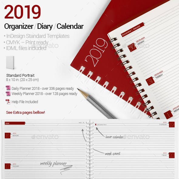 Planner / Organizer / Diary / Calendar 2019 by re_start | GraphicRiver 