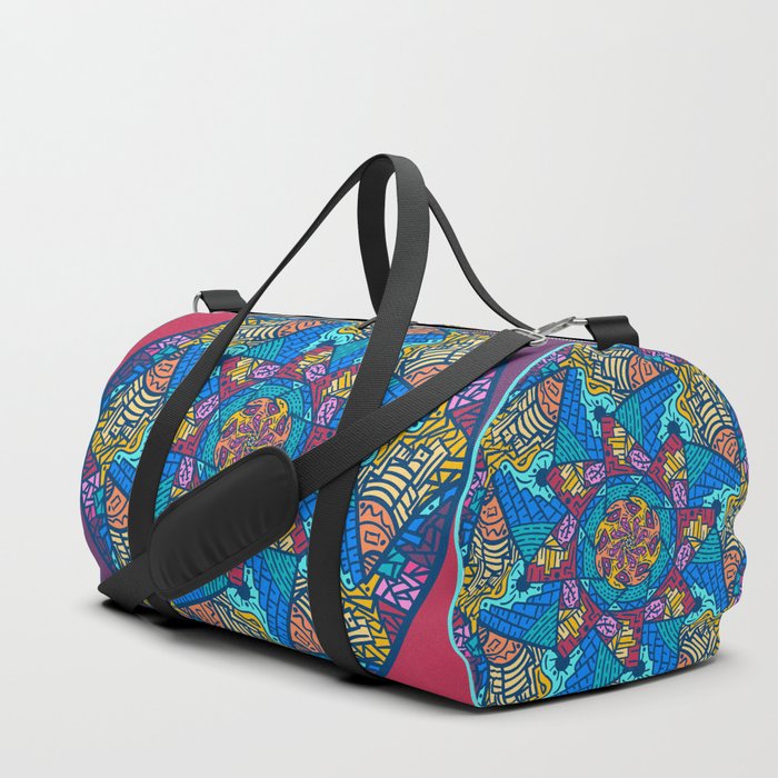 Mountain abstract mandala Duffle Bag by angeldecuir | Society6