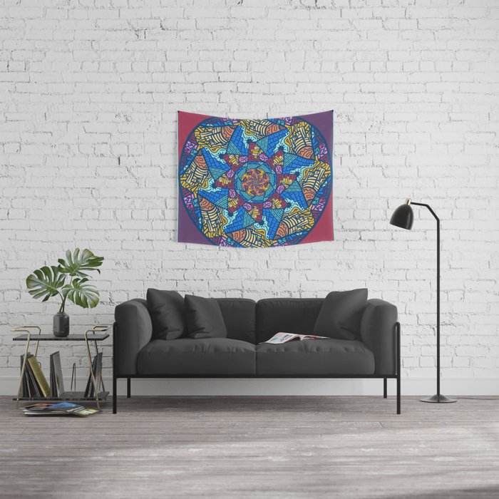 Mountain abstract mandala Wall Tapestry by angeldecuir | Society6