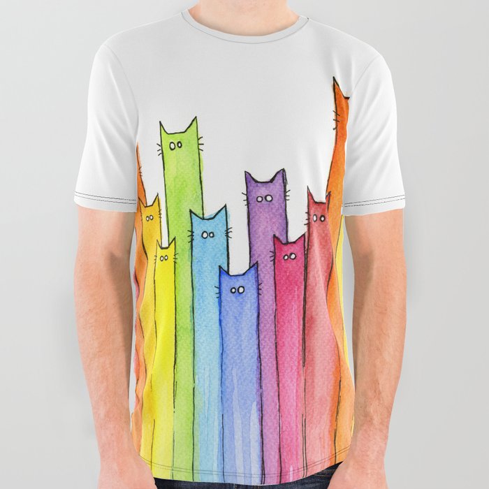 Cat Rainbow Watercolor Pattern All Over Graphic Tee
- Olechka