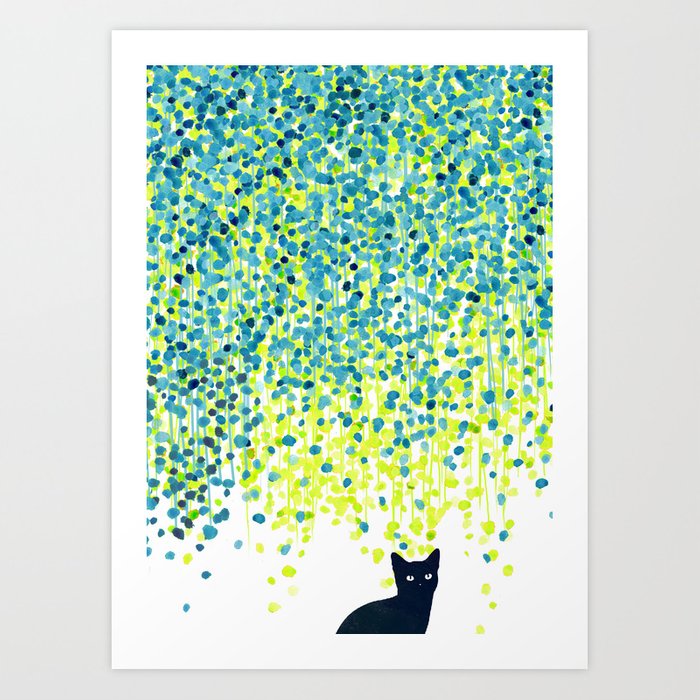 Cat in the garden under willow tree Art Print
- Picomodi 