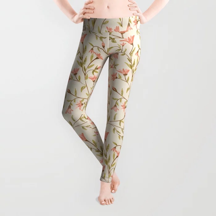 Vintage Floral Pattern Leggings by Alja Horvat 
