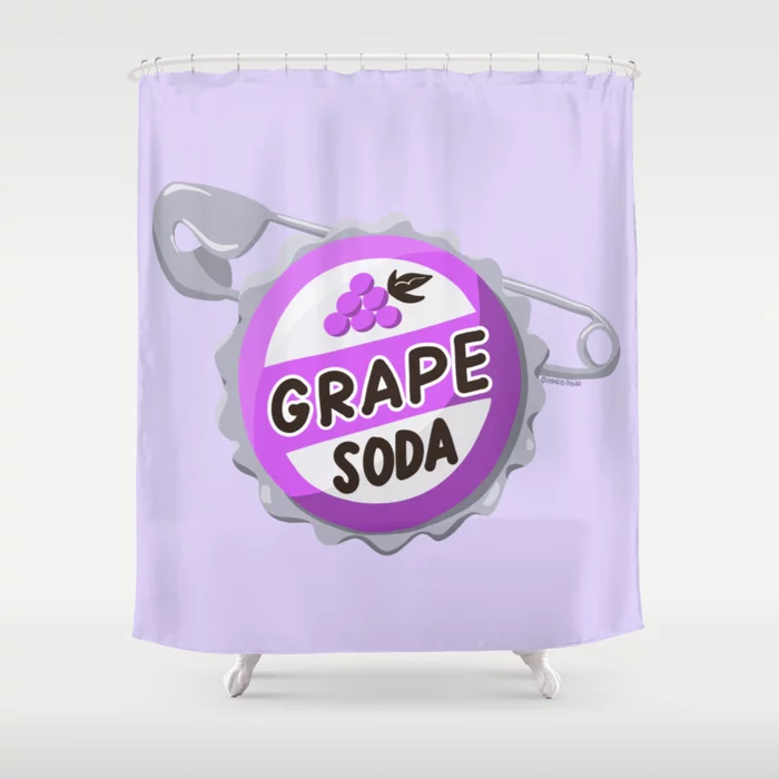 “Up - Grape Soda” by Peggy Dean Shower Curtain
