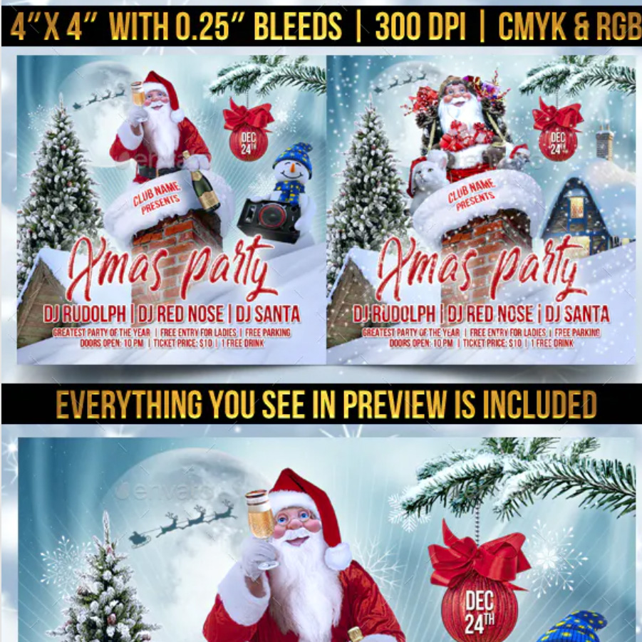 Xmas Party Flyer Template By Gugulanul
