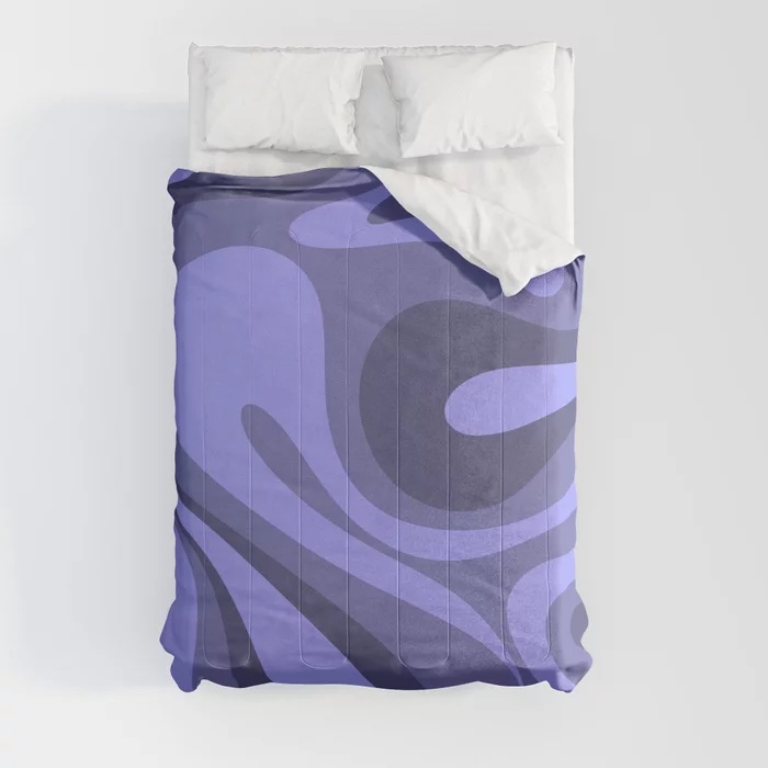 Mod Swirl Retro Abstract Pattern in Periwinkle Purple Tones Comforter by Kierkegaard Design Studio
