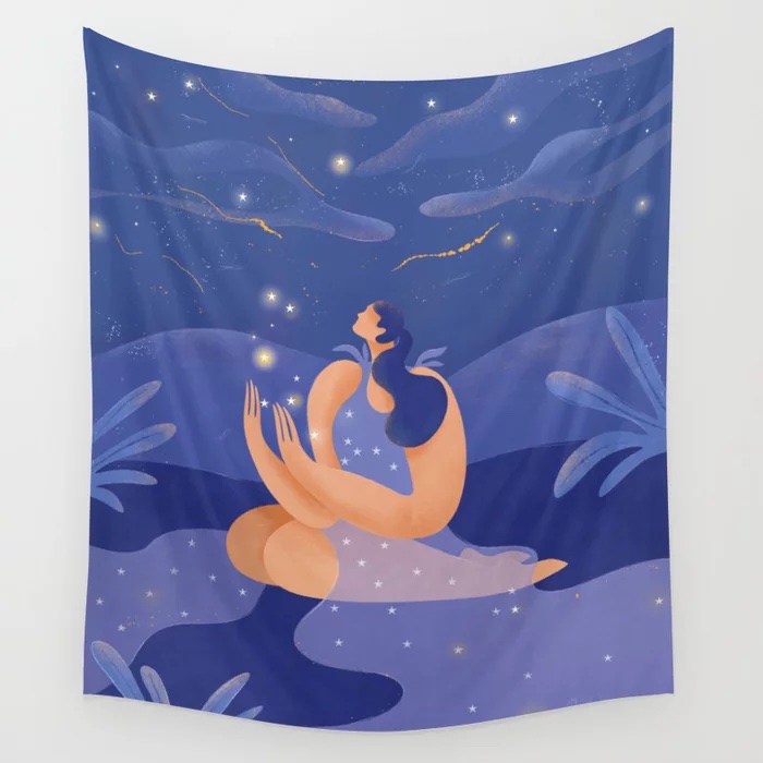 Stars shine brightest in the dark Wall Tapestry by Maggie Stephenson 
