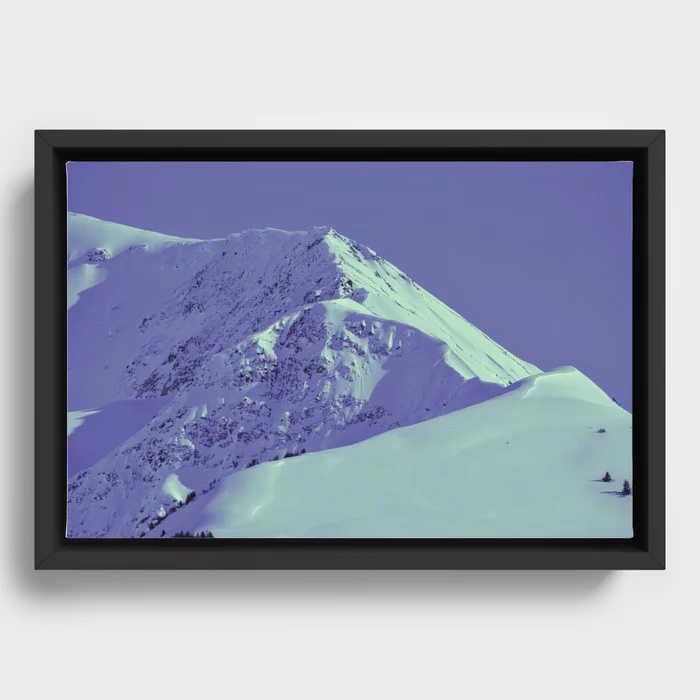 Winter Mountains in Very Peri - Turnagain Pass, Alaska Framed Canvas by Alaskan Momma Bear
