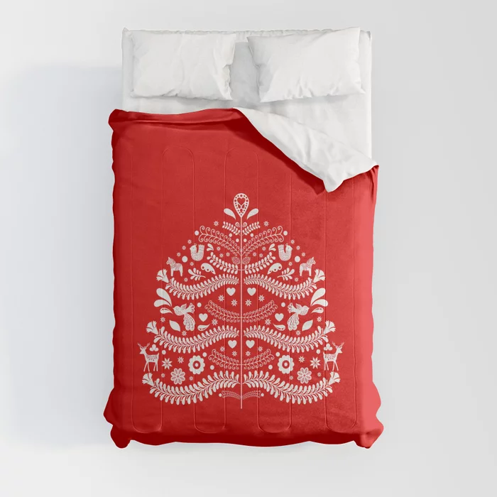 Scandinavian Folk Art Christmas Tree Comforter by gsallicat 
Art Prints navideños