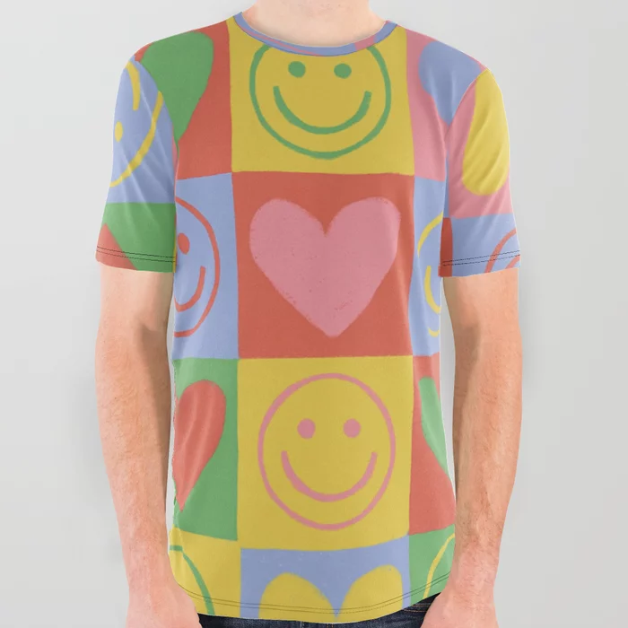 90s smiles All Over Graphic Tee by Gigi Rosado 
