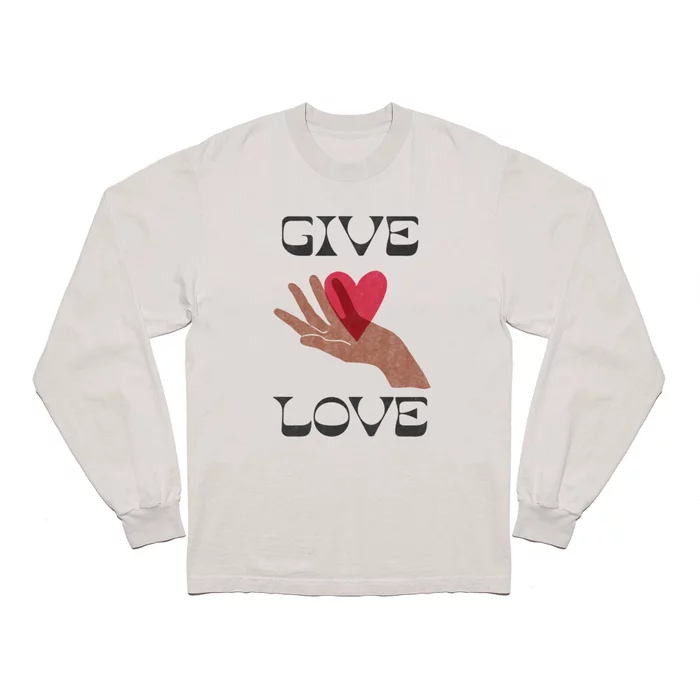 GIVE LOVE \\ Mid-century retro design Long Sleeve T Shirt by tartagain