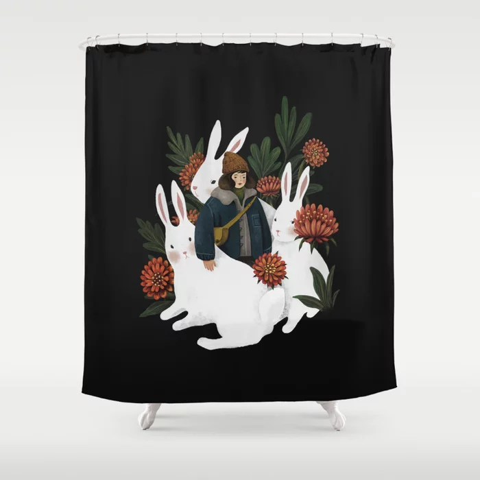 The rabbit garden Shower Curtain por Kay Huynh 