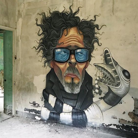 Tim Burton street art by davidl_bcn