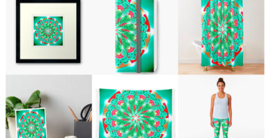 Mandala green fish para art prints en Redbubble