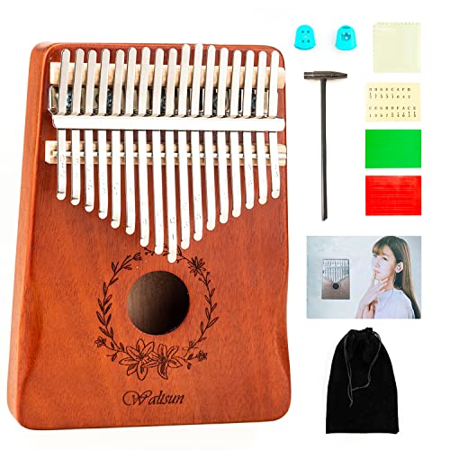 Waltsun Kalimba Thumb Piano 17 Keys, Portable Mbira Finger Piano, Premium Mahogany Gift for Kids and Adults, Easy Music Instrument for Beginners and Professionals with Enchanting Sound
