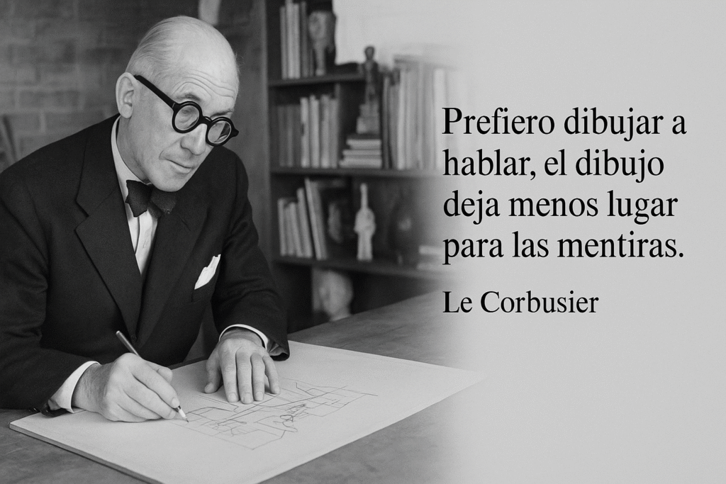 “Prefiero dibujar a hablar, el dibujo deja menos lugar para las mentiras.”
~ Le Corbusier