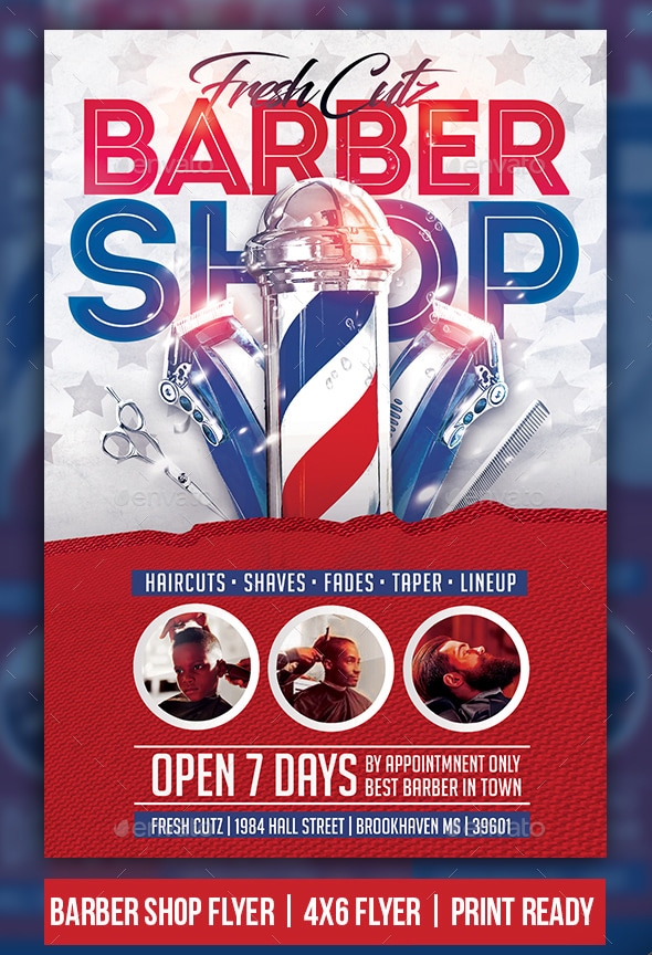 Barber Shop Flyer Template by GeniusCreatives  in Commerce